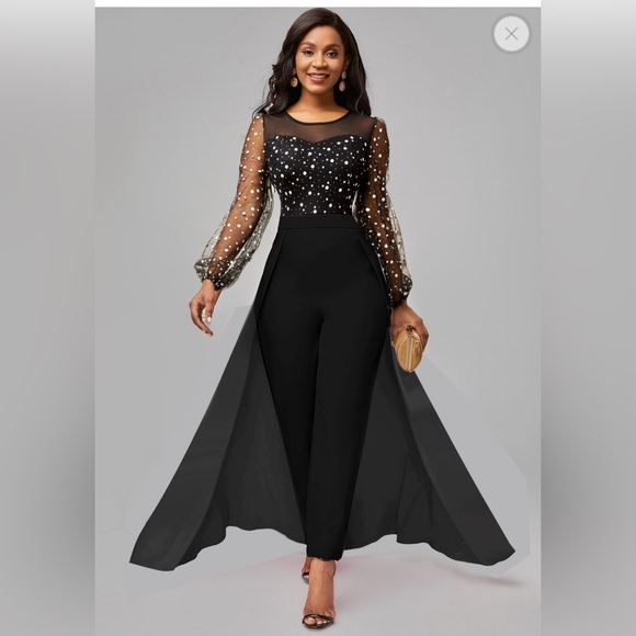 Black with Polka Dot Jumpsuit size Small - Picture 1 of 5